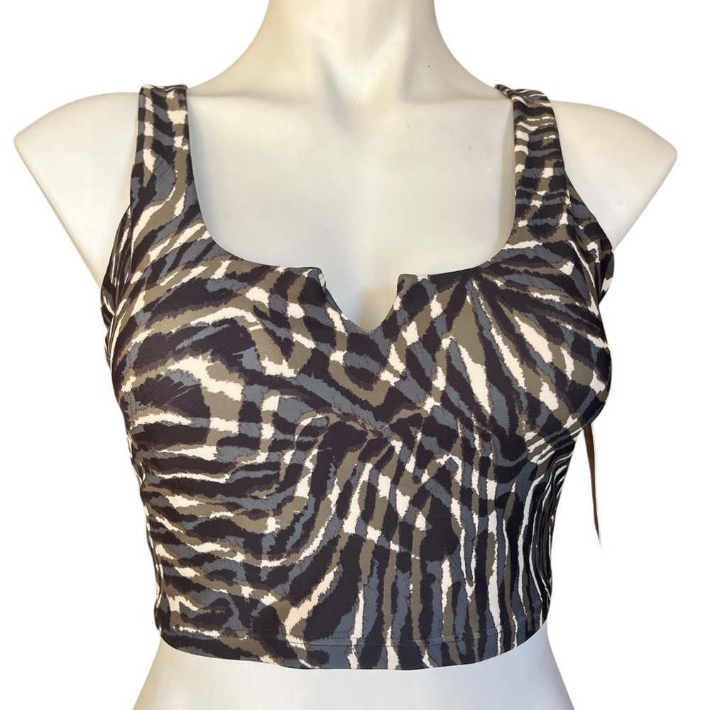 Sage Collective Tiger Print Sports Bra New Medium Green Gray